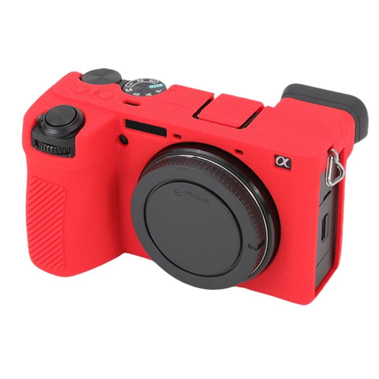 Frendorf | Für Sony ILCE-6700 / A6700 Litchi-Textur weicher Silikon-Schutzhülle (Rot)