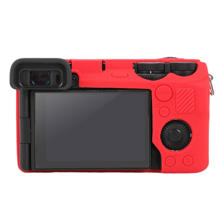 Frendorf | Für Sony ILCE-6700 / A6700 Litchi-Textur weicher Silikon-Schutzhülle (Rot)