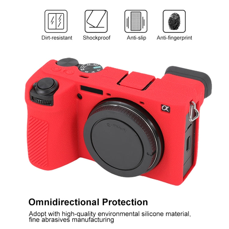 Frendorf | Für Sony ILCE-6700 / A6700 Litchi-Textur weicher Silikon-Schutzhülle (Rot)