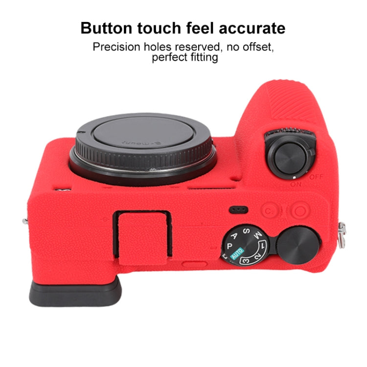 Frendorf | Für Sony ILCE-6700 / A6700 Litchi-Textur weicher Silikon-Schutzhülle (Rot)