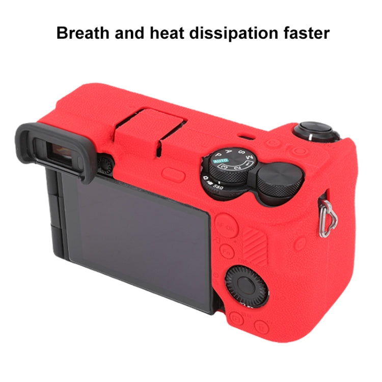 Frendorf | Für Sony ILCE-6700 / A6700 Litchi-Textur weicher Silikon-Schutzhülle (Rot)