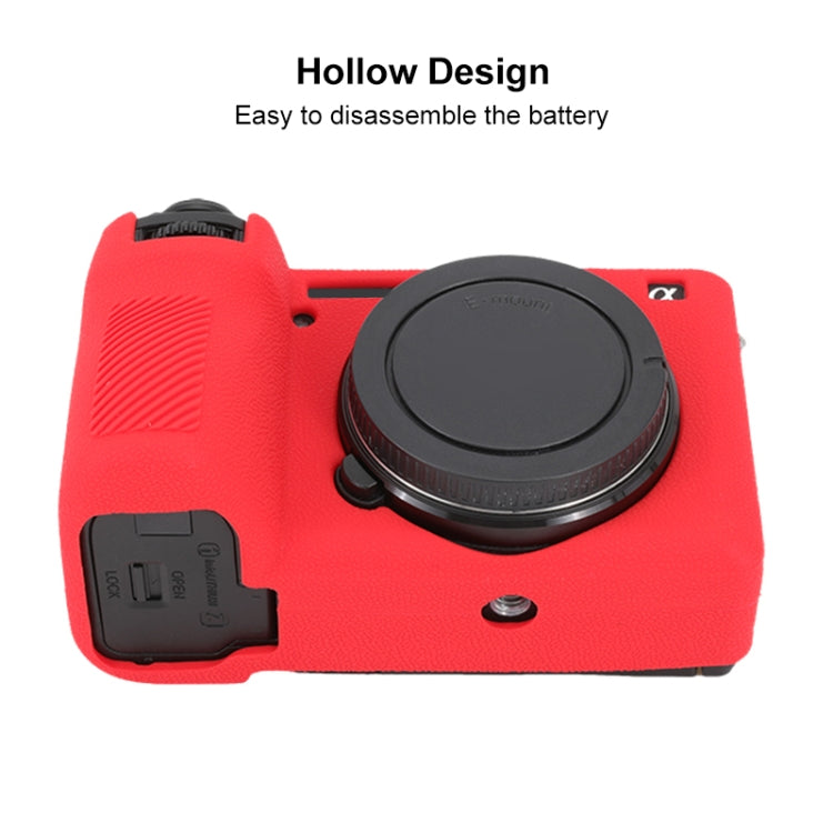 Frendorf | Für Sony ILCE-6700 / A6700 Litchi-Textur weicher Silikon-Schutzhülle (Rot)