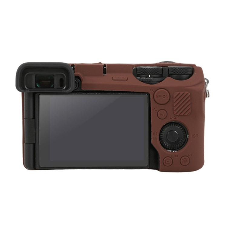 Frendorf | Voor Sony ILCE-6700 / A6700 Glanzende Zachte Siliconen Beschermhoes (Koffie)