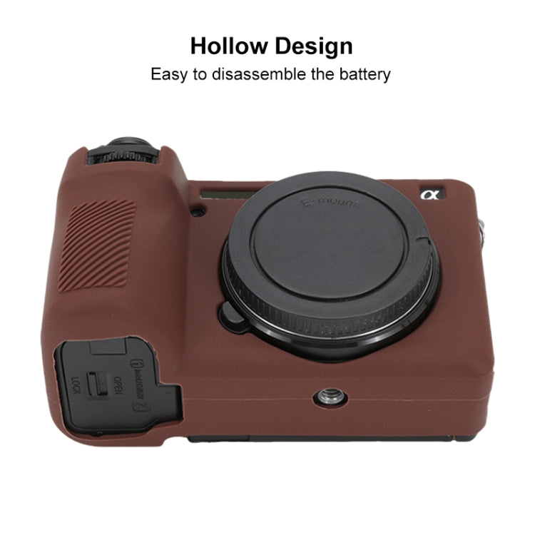 Frendorf | Voor Sony ILCE-6700 / A6700 Glanzende Zachte Siliconen Beschermhoes (Koffie)