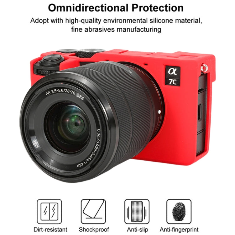 Frendorf | Für Sony ILCE-7CM2 / A7C II / A7CR Glänzendes weiches Silikon-Schutzhülle (Rot)