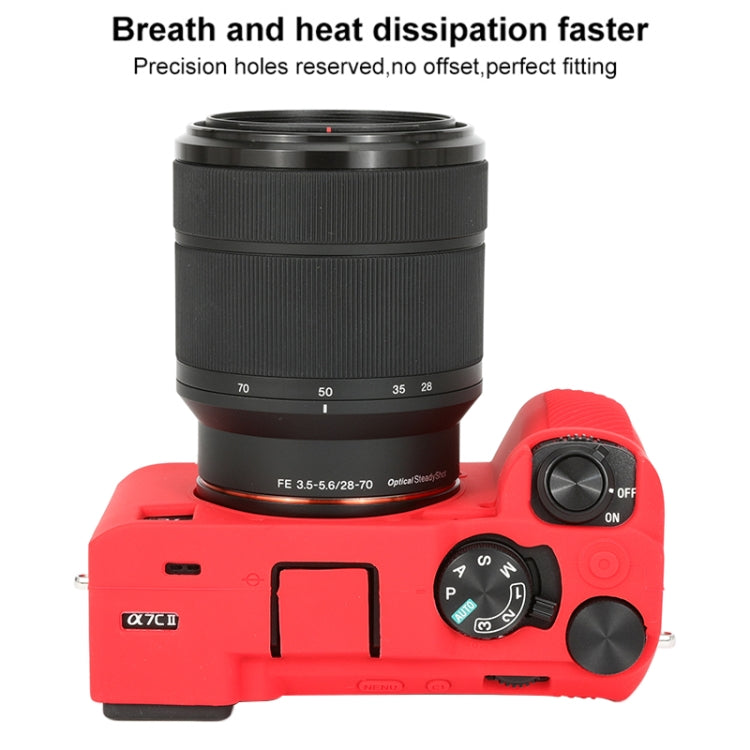 Frendorf | Für Sony ILCE-7CM2 / A7C II / A7CR Glänzendes weiches Silikon-Schutzhülle (Rot)