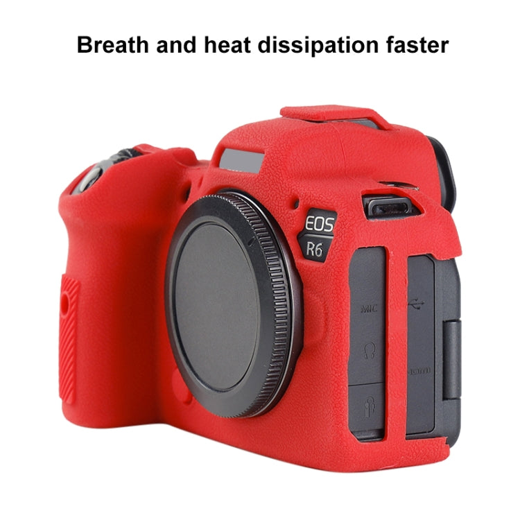 Frendorf | Voor Canon EOS R6 Mark II Litchi Textuur Zachte Siliconen Beschermcase (Rood)