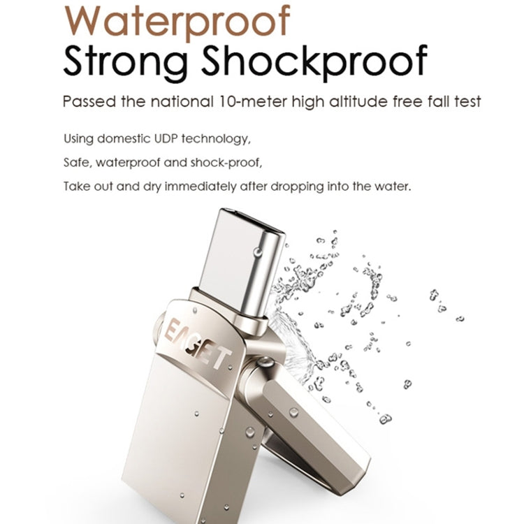 Frendorf | EAGET 64G USB 3.1 + USB-C Schnittstelle Metall Twister Flash U-Disk, mit Micro USB Adapter & Anhänger