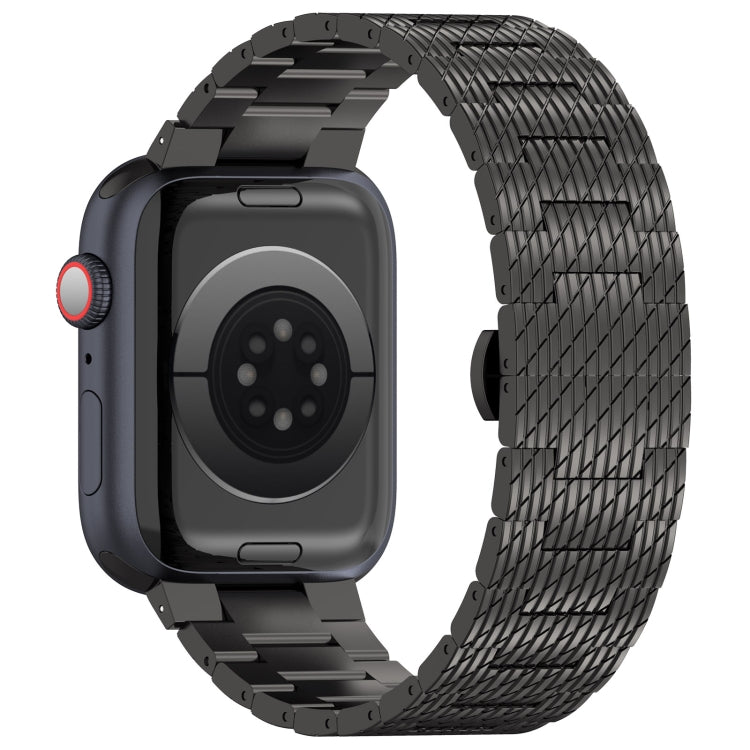 Frerndorf | Für Apple Watch Series 9 45mm Twill Edelstahl Armband (Schwarz)