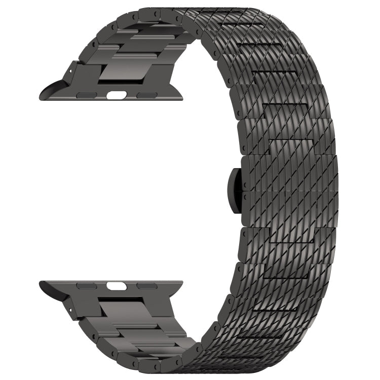 Frerndorf | Für Apple Watch Series 9 45mm Twill Edelstahl Armband (Schwarz)
