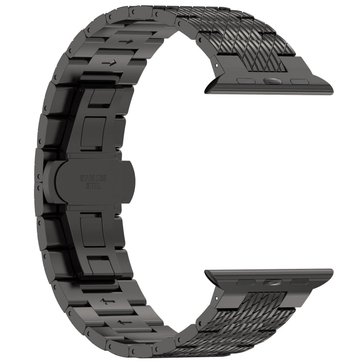 Frerndorf | Für Apple Watch Series 9 45mm Twill Edelstahl Armband (Schwarz)