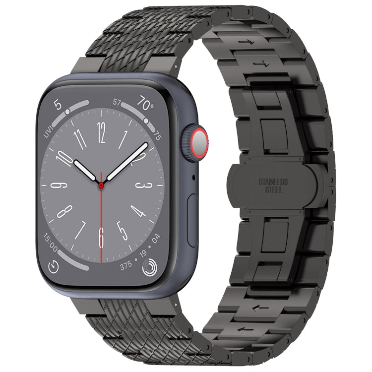 Frerndorf | Für Apple Watch Series 9 45mm Twill Edelstahl Armband (Schwarz)