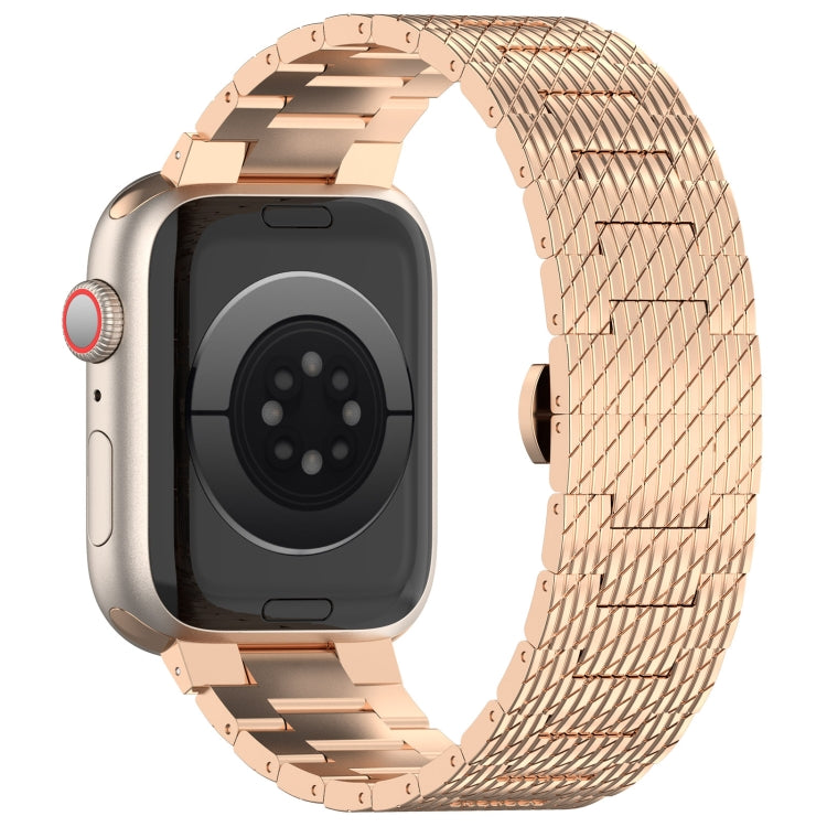 Frerndorf | Für Apple Watch Series 9 45mm Twill Edelstahl Armband (Roségold)
