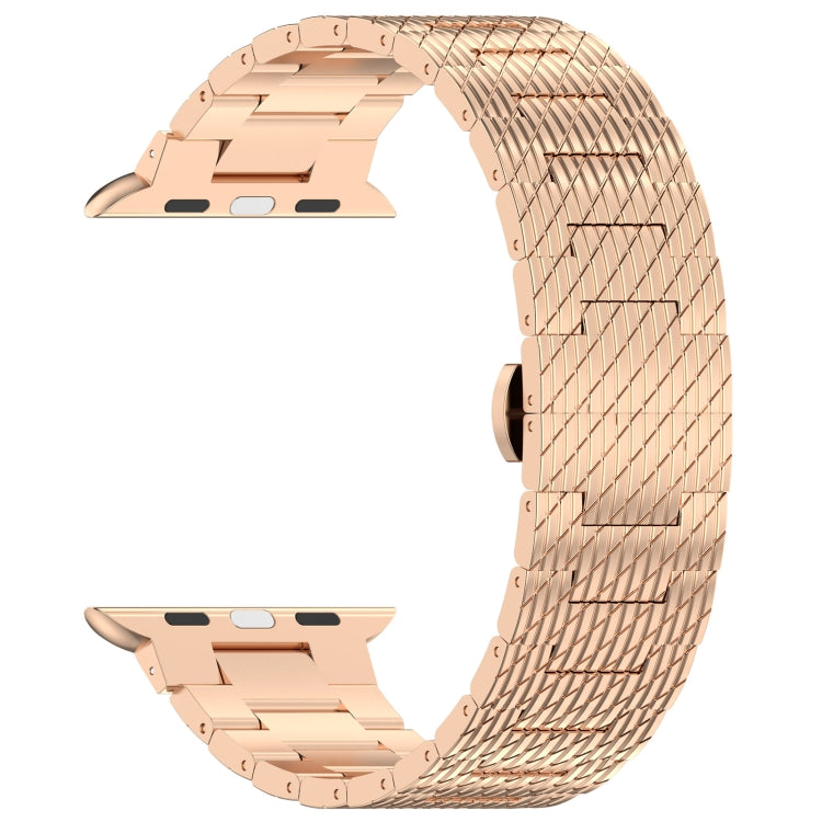 Frerndorf | Für Apple Watch Series 9 45mm Twill Edelstahl Armband (Roségold)