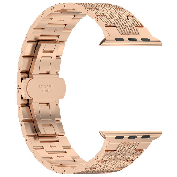 Frerndorf | Für Apple Watch Series 9 45mm Twill Edelstahl Armband (Roségold)