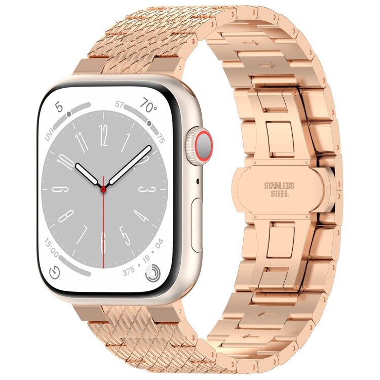 Frerndorf | Für Apple Watch Series 9 45mm Twill Edelstahl Armband (Roségold)