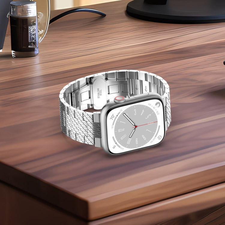 Frerndorf | Für Apple Watch Series 9 45mm Twill Edelstahl Armband (Roségold)