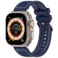 Frerndorf | Für Apple Watch Series 9 45mm Ordentliche Schnalle Hybrid Nylon Geflochtene Silikon Uhrenarmband (Mitternachtsblau)