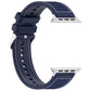 Frerndorf | Für Apple Watch Series 9 45mm Ordentliche Schnalle Hybrid Nylon Geflochtene Silikon Uhrenarmband (Mitternachtsblau)