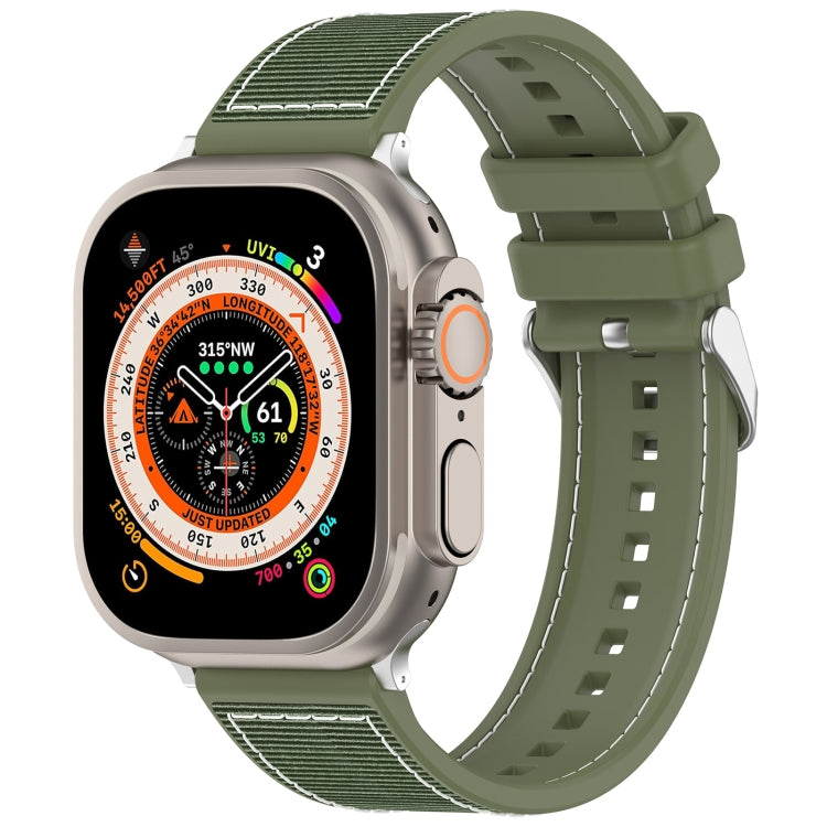 Frendorf | Für Apple Watch SE 2022 44mm Ordentliche Schnalle Hybrid Nylon Geflochtene Silikon Uhr Band (Grün)
