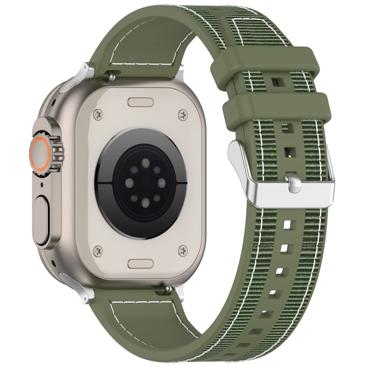 Frendorf | Für Apple Watch SE 2022 44mm Ordentliche Schnalle Hybrid Nylon Geflochtene Silikon Uhr Band (Grün)