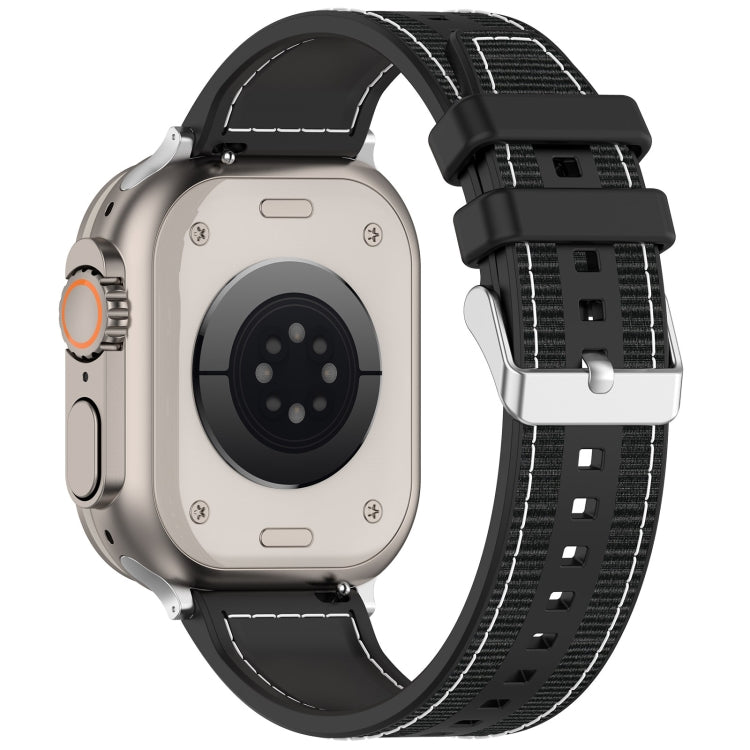 Frendorf | Für Apple Watch Series 4 40mm gewöhnliche Schnalle Hybrid Nylon Geflochtene Silikon Uhrband (Schwarz)