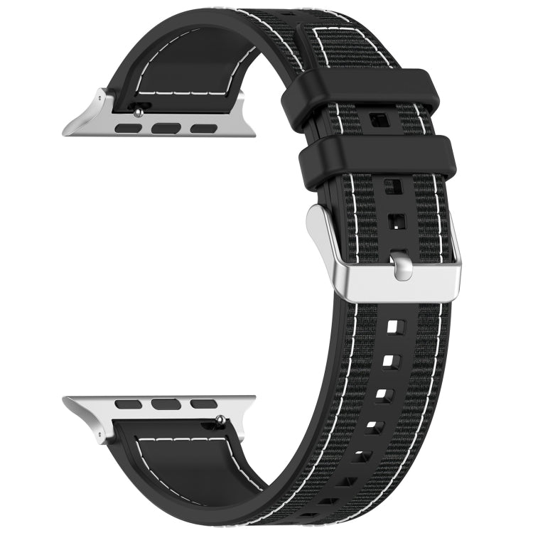 Frendorf | Für Apple Watch Series 4 40mm gewöhnliche Schnalle Hybrid Nylon Geflochtene Silikon Uhrband (Schwarz)