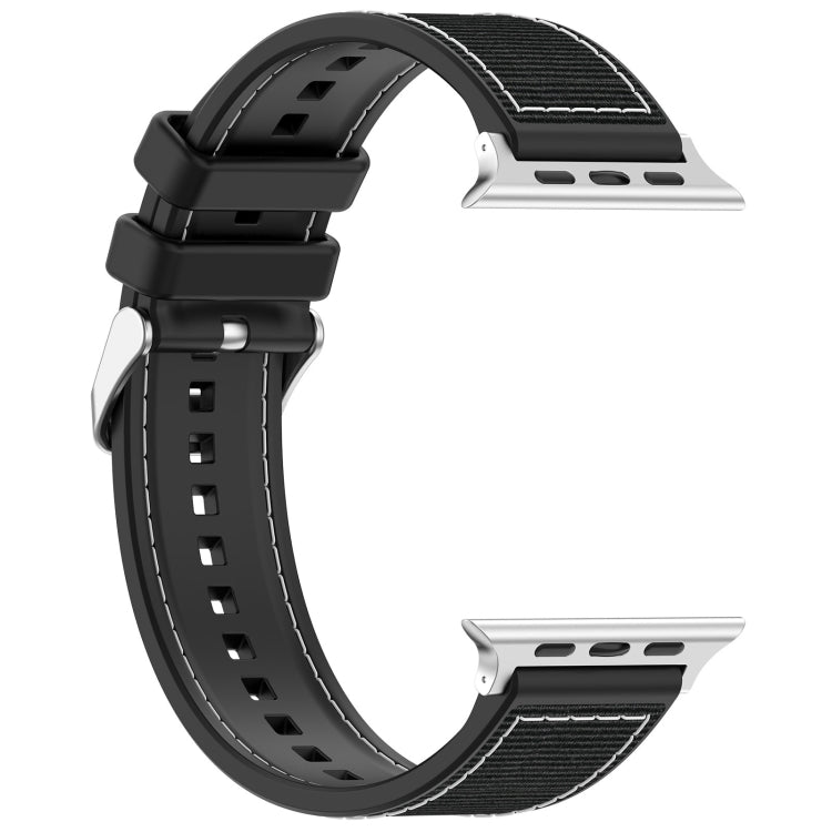Frendorf | Für Apple Watch Series 4 40mm gewöhnliche Schnalle Hybrid Nylon Geflochtene Silikon Uhrband (Schwarz)