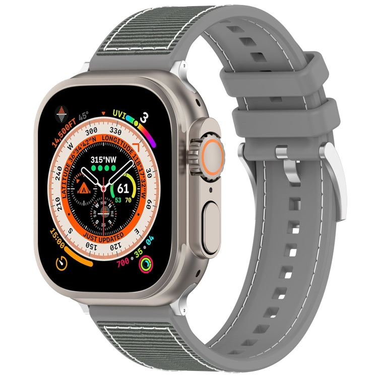 Frendorf | Für Apple Watch Series 7 45mm Offizielles Schnallen Hybrid Nylon Geflochten Silikon Uhrenarmband (Grau)