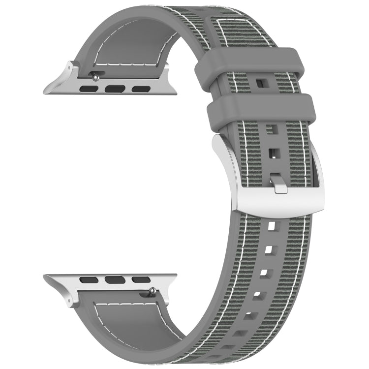 Frendorf | Für Apple Watch Series 7 45mm Offizielles Schnallen Hybrid Nylon Geflochten Silikon Uhrenarmband (Grau)