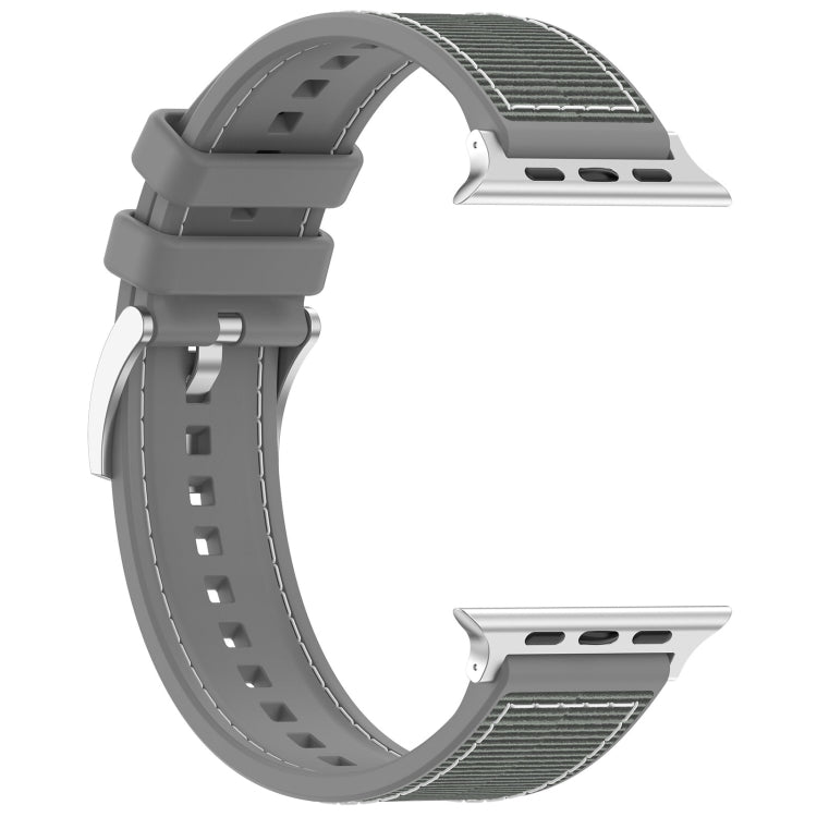 Frendorf | Für Apple Watch Series 7 45mm Offizielles Schnallen Hybrid Nylon Geflochten Silikon Uhrenarmband (Grau)