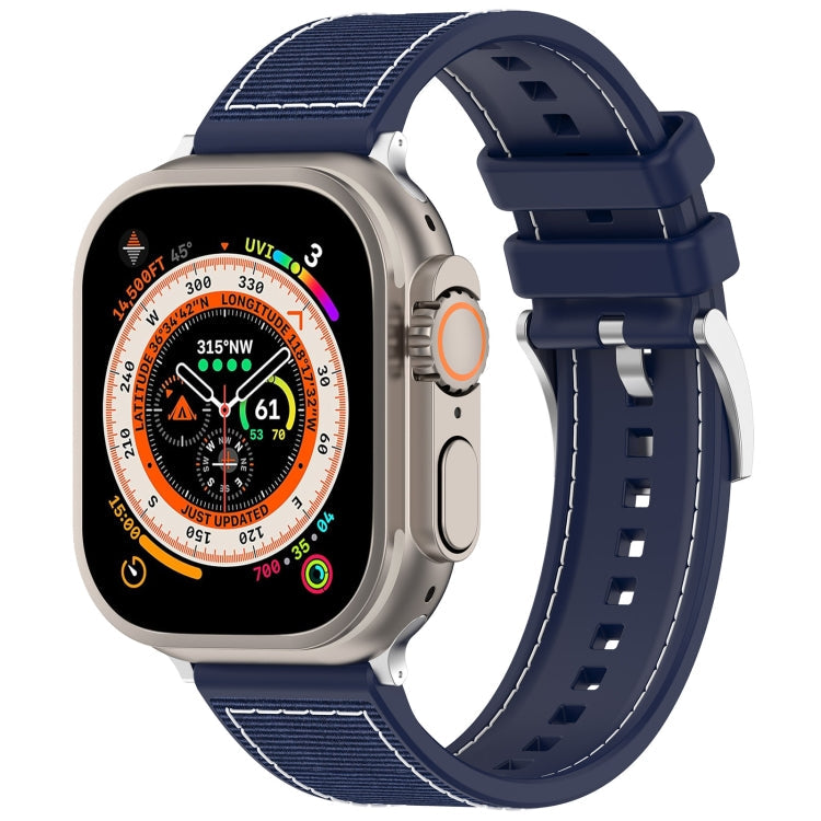 Frendorf | Für Apple Watch Series 5 40mm Offizielle Schnalle Hybrid Nylon Geflecht Silikon Uhrenband (Mitternachtsblau)