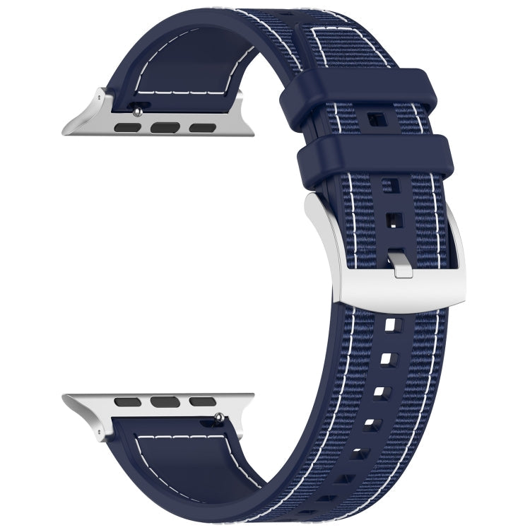 Frendorf | Für Apple Watch Series 5 40mm Offizielle Schnalle Hybrid Nylon Geflecht Silikon Uhrenband (Mitternachtsblau)