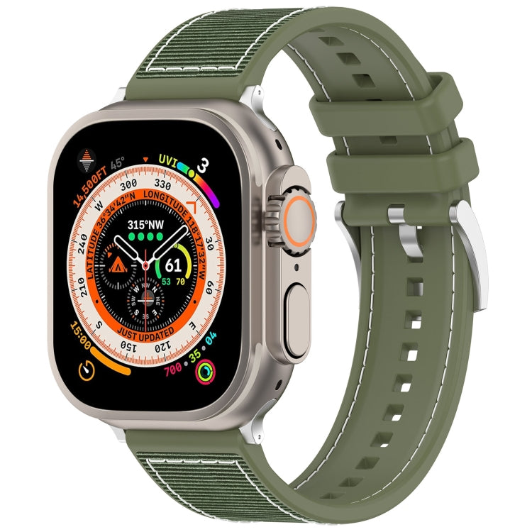 Frendorf | Für Apple Watch 42mm Offizielle Schnalle Hybrid Nylon Geflecht Silikon Uhrband (Grün)