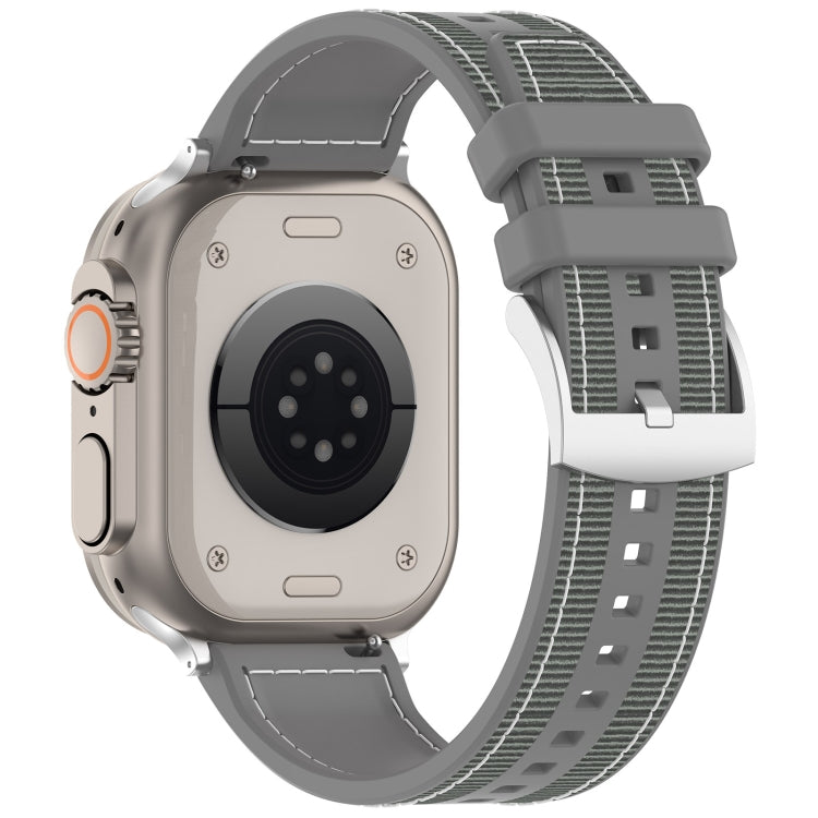 Frendorf | Für Apple Watch 38mm Offizielles Schnalle Hybrid Nylongeflochten Silikon Uhrenarmband (Grau)
