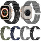 Frerndorf | Für Apple Watch Series 9 45mm Offizielles Schnallen Hybrid Nylon Geflecht Silikon Uhrenarmband (Schwarz)