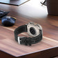 Frerndorf | Für Apple Watch Series 9 45mm Offizielles Schnallen Hybrid Nylon Geflecht Silikon Uhrenarmband (Schwarz)