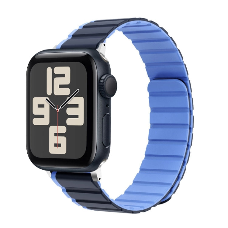 Frendorf | Für Apple Watch SE 2023 44mm ZGA Zwei Farben Magnetisches Silikon Armband (Dunkelblau+Hellblau)