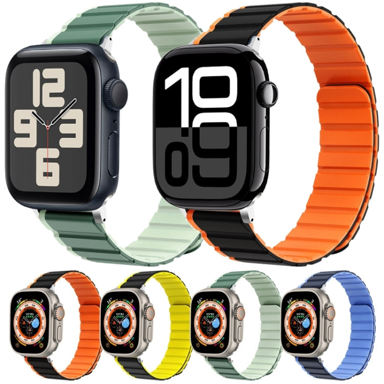 Frendorf | Für Apple Watch SE 2023 44mm ZGA Zwei Farben Magnetisches Silikon Armband (Dunkelblau+Hellblau)