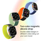 Frendorf | Für Apple Watch SE 2023 44mm ZGA Zwei Farben Magnetisches Silikon Armband (Dunkelblau+Hellblau)