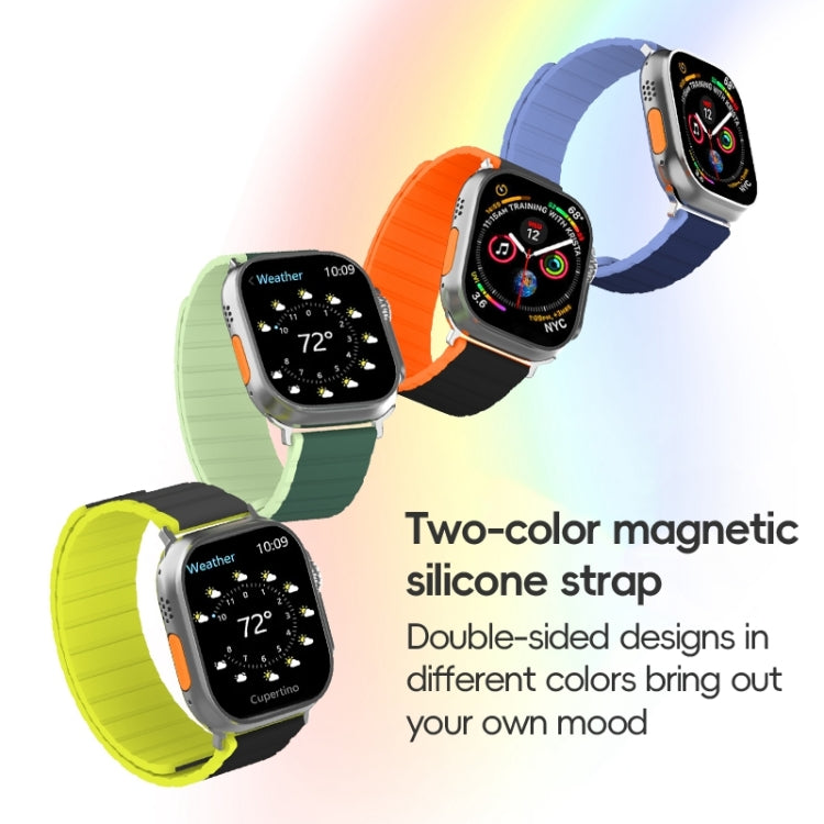 Frendorf | Für Apple Watch SE 2023 44mm ZGA Zwei Farben Magnetisches Silikon Armband (Dunkelblau+Hellblau)