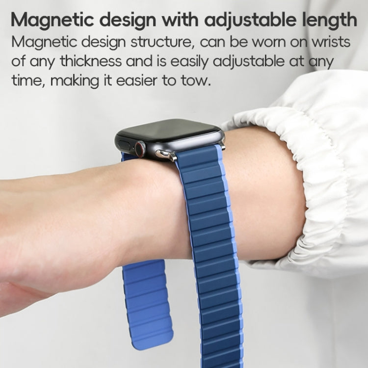 Frendorf | Für Apple Watch SE 2023 44mm ZGA Zwei Farben Magnetisches Silikon Armband (Dunkelblau+Hellblau)