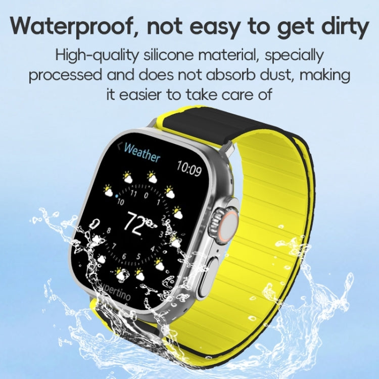 Frendorf | Für Apple Watch SE 2023 44mm ZGA Zwei Farben Magnetisches Silikon Armband (Dunkelblau+Hellblau)