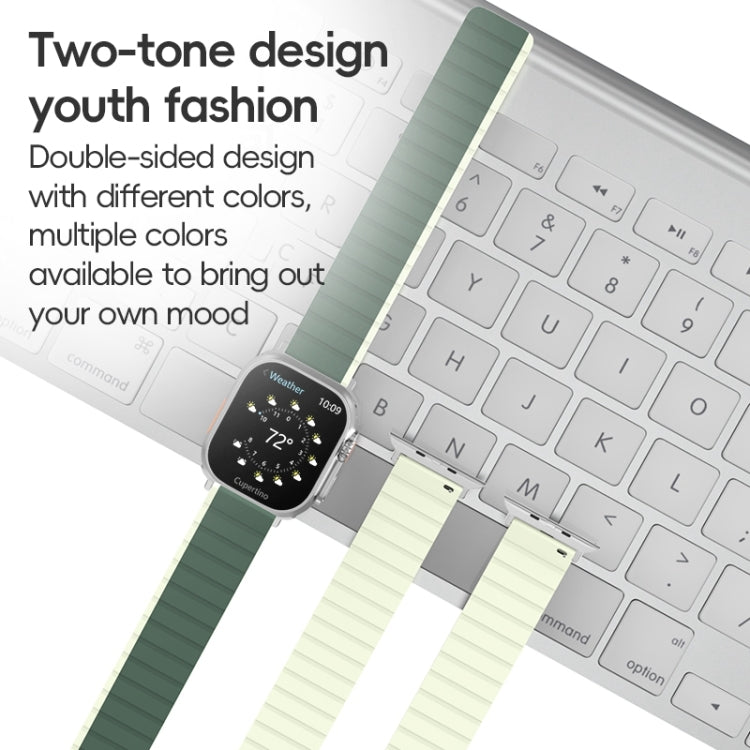 Frendorf | Für Apple Watch SE 2023 44mm ZGA Zwei Farben Magnetisches Silikon Armband (Dunkelblau+Hellblau)