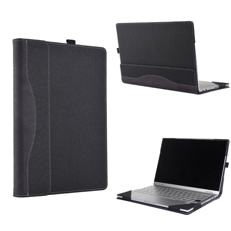 Frendorf | Für Microsoft Surface Book 3 / 2 / 1 13,5 Zoll Stofftextur Laptop Lederhülle mit Standfunktion (Schwarz)