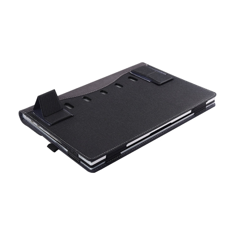 Frendorf | Für Microsoft Surface Book 3 / 2 / 1 13,5 Zoll Stofftextur Laptop Lederhülle mit Standfunktion (Schwarz)