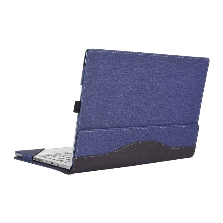 Frendorf | Für Microsoft Surface Book 3 / 2 / 1 13,5 Zoll Stoffstruktur Laptop Lederhülle mit Ständerfunktion (Blau)