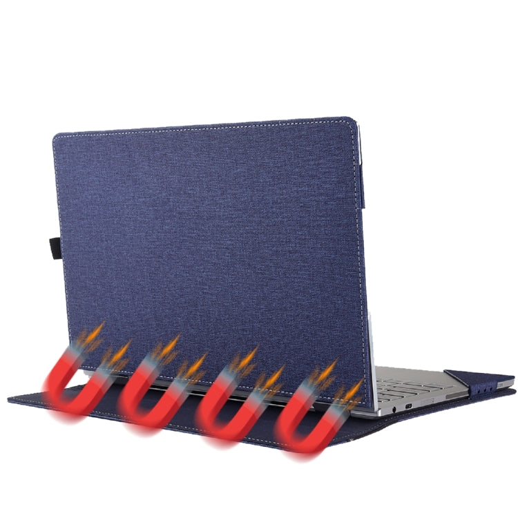 Frendorf | Für Microsoft Surface Book 3 / 2 / 1 13,5 Zoll Stoffstruktur Laptop Lederhülle mit Ständerfunktion (Blau)