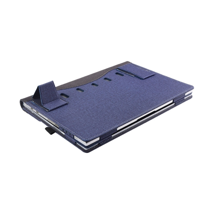 Frendorf | Für Microsoft Surface Book 3 / 2 / 1 13,5 Zoll Stoffstruktur Laptop Lederhülle mit Ständerfunktion (Blau)