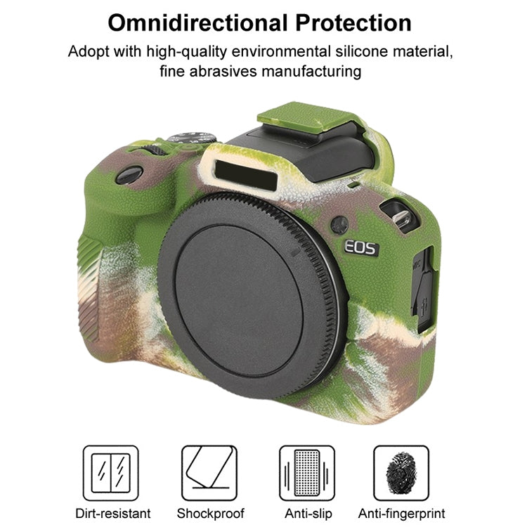Frendorf | Voor Canon EOS R100 Litchi Textuur Zachte Siliconen Beschermhoes (Camouflage)
